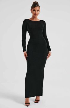 Feel sculpted and sexy in the Anastassia maxi, your new dress of dreams with long sleeves and a showstopping low back. Made from our signature double layered fabric, wear yours with loose waves and platform heels. 



Colour: Black.

Premium double layered fabric.

Moulds to body.

Long sleeves.

Super low back.

Tie detail at back.

Maxi length.

Model is an XS and is wearing an XS.

 Size: XS, S, M, L, XL, XXL Homecoming Dresses Corset, Midi Dress Wedding Guest, Dresses Flowy, Layered Fabric, Maxi Dress Sale, Sparkle Dress, Dresses By Length, Loose Waves, Long Sleeve Maxi