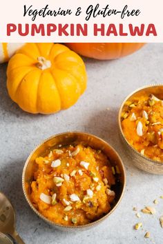 Coconut Pumpkin Halwa in a golden bowl Dessert Coconut, Holi Recipes, Pumpkin Pudding, Keto Friendly Desserts, Pumpkin Recipes Dessert, Healthy Instant Pot Recipes