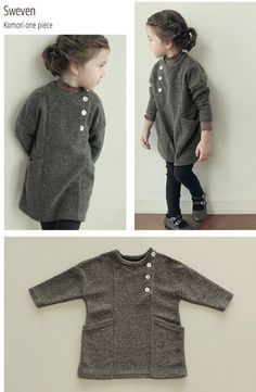 two pictures of the same child's sweater, one with buttons on the front