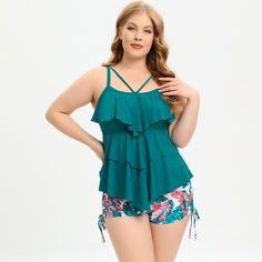 95% Polyester, 5% Spandex 🍒【ONE PIECE SWIMSUIT TUMMY CONTROL】---Solid black High neck swimsuits with halter top and padded push up bra, which can provide support and shape. The style amps up the swimwear, making it more flirty, stylish and awesome. 🍒【PLUS SIZE WOMEN'S SWIMSUIT】---Suits are flattering and a perfect option for curvy and plus size women. The swimsuit flatters, and will hide your belly with our uniquely designed tummy control system, allowing you to feel sexy and comfortable for y Tankini Bathing Suits, Modest Bathing Suit, Womens Tankini Tops, Plus Size Swimsuit, Bathing Suit Shorts, High Neck Swimsuits, Women's Swimsuit, Vintage Bathing Suits, Plus Size Tankini