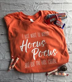 Orange Pre-shrunk Graphic Tee Shirt, Orange Pre-shrunk Graphic Tee, Hocus Pocus Shirts, Hocus Pocus Quotes, Cricut Disney, Hocus Pocus Shirt, Svg Art, Blessed Shirt, Fun Shirts