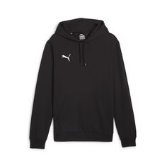 PUMA Team Goal Casual Hoodie. Comfortable team wear from PUMA. PUMA Cat logo embroidered on the right chest. Hood with drawcord. Front kangaroo pocket. Elastic cuff and hems. Cotton/polyester. dryCELL sweat control. Regular fit. Cat Branding, Puma Hoodie, Team Goals, Puma Cat, Black Puma, Cat Logo, Team Wear, Puma Mens, Knit Hoodie