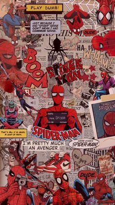 an image of spiderman collage on newspaper