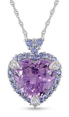 White Gold & Violet Tanzanite Heart Pendant Necklace Everything Purple, Purple Things, I Love Purple, The Color Purple, Purple Jewelry, All Things Purple, Purple Stones, My Favorite Color, Pretty Jewellery