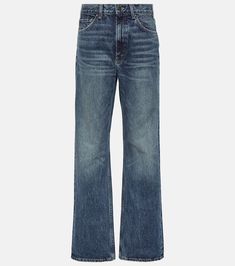 Everyday Faded Cotton Flare Jeans, Classic Full-length Cotton Jeans, Modern Straight Hem Cotton Jeans, Modern Medium Wash Cotton Flare Jeans, Classic Dark Wash Cotton Flare Jeans, Faded Flare Jeans With Straight Hem, Modern Straight Leg Cotton Jeans, Classic Faded Cotton Jeans, Modern Straight Flare Jeans With Five Pockets