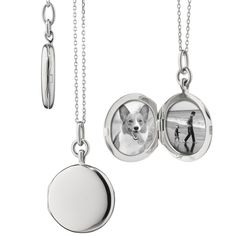 The "Quinn" Locket Necklace | Monica Rich Kosann Sterling Silver Locket Necklace, Monica Rich Kosann, Engraved Locket, Silver Locket Necklace, Sterling Silver Locket, Silver Locket, Chain Loop, Silver Lockets, Side Profile