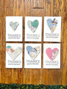 four thank you're the best cards with hearts on them