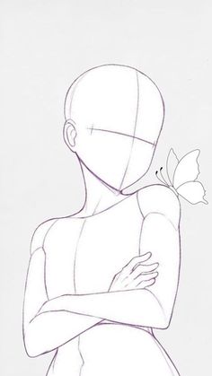 a drawing of a person with a butterfly on their shoulder and arms around her body