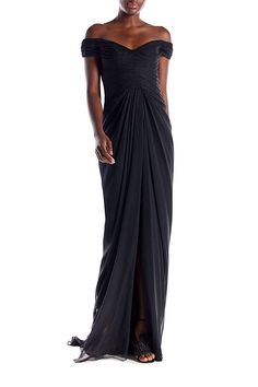 Sweetheart Neckline Off The Shoulder, Ruched Gown, Draped Bodice, Floor Length Gown, Ruched Bodice, Evening Formal, Chiffon Gown, Monique Lhuillier, Fall 2022