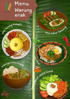 Menu Warung Enak Food Cartoon, Food Menu Design, Food Poster Design, Menu Board, Graphic Design Fun, Logo Food, Food Drawing, Food Poster, Menu Restaurant