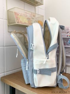 BagForLove - Chic Dual-Tone Backpack with Patch Pocket Product Description Color Baby Blue Strap Type Adjustable Composition 100% Nylon Bag Size Oversized Pattern Type Letter Material Polyamide Closure Type Zipper Style Unisex Type Classic Backpack Size Chart INCH CM Handle Height Strap Length Bag Height Bag Width Bag Length 2.4 inch 37.4 inch 12.2 inch 6.7 inch 17.3 inch Handle Height Strap Length Bag Height Bag Width Bag Length 6 cm 95 cm 31 cm 17 cm 44 cm Details Pictures Similar Products h2 Cute Light Blue Backpack For Daily Use, Cute Light Blue Standard Backpack, Casual Backpack Diaper Bag With Zipper Pocket, Casual Diaper Backpack With Zipper Pocket, Casual Backpack Diaper Bag, White Casual Diaper Bag For Daily Use, Casual White Diaper Bag For Daily Use, Cute Nylon Travel Bag, Cute Large Capacity Nylon Backpack