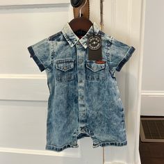 Denim Romper 3-6 Months Died. Brand New, 7 For All Mankind Blue Jeans For Summer Playtime, Denim Blue Jeans For Summer Playtime, Summer Jeans For Playtime, Denim Romper, Blue Denim Jeans, For All Mankind, 7 For All Mankind, 6 Months, Color Blue