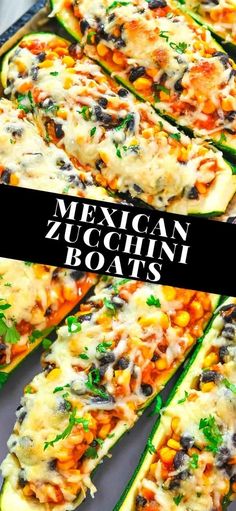 mexican zucchini boats are loaded with vegetables and cheese