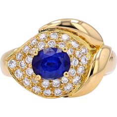 Elegant 18K Yellow Gold Sri Lanka Sapphire Ring - 1.34 Carat Main Stone Timeless Ring, Its Fine, Diamond Birthstone, 18k Yellow Gold Ring, Yellow Gold Ring, Jewelry Business, Blue Diamond, Sparkle Diamonds, Yellow Gold Rings