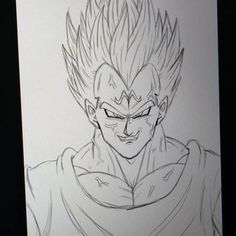 an image of a drawing of gohan from the dragon ball anime series that appears to be in progress