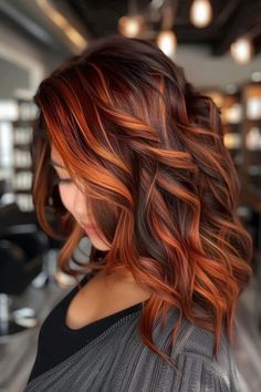 Red Hot: 40+ Copper Hair Color Ideas That Will Bring the Heat - Flo's Blog Copper Hair Color On Short Hair, Brown And Auburn Hair Balayage, Copper Foils Hair Dark Brown, Cowboy Copper Hair With Black, Multi Red Hair Color Combos, Copper Hair With Dark Highlights, Copper Hair Highlights On Brown Hair, Copper With Highlights And Lowlights, Auburn Copper Hair With Highlights