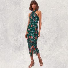 C/Meo Collective Nwt Elude Midi Dress Green Floral Xs Extra Small Green Floral Midi Dress. Halter. Sleeveless. Ruffle Detailing. Lined. Zip Closure. Nwt. New With Tags. The Chiffon Fabric Has Some Defects - Shown In Photos. Hard To See When Wearing. Still Nice Wearable Condition. Size Xs Extra Small Pit To Pit 15in Waist Laying Flat 12in Length 53in Floral Print Halter Neck Midi Dress, Printed Halter Neck Midi Dress For Party, Green Fitted Maxi Dress For Brunch, Floral Print Halter Neck Midi Dress For Date Night, Fitted Green Floral Maxi Dress, Fitted Green Maxi Dress For Brunch, Chic Fitted Floral Halter Neck Dress, Chic Fitted Floral Dress With Halter Neck, Summer Floral Print Sheath Maxi Dress