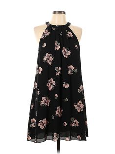 CeCe Casual Dress Size: 10 Black Dresses - used. 100% POLYESTER, Halter, Floral, Short, Sleeveless | CeCe Casual Dress: Black Floral Dresses - Used - Size 10 Black Flowy Sleeveless Casual Dress, Casual Black Sleeveless Flowy Dress, Black Floral Print Sleeveless Dress For Spring, Black Floral Dresses, Casual Dress Black, Floral Dresses, Floral Short, Black Dresses, Floral Dress Black