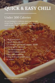 the recipe for quick and easy chili