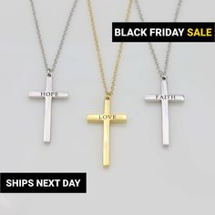 "❤ W H Y ∙ Y O U ' L L ∙ L O V E ∙ I T ☆ Over 18,000, 5-Star reviews, you can't go wrong with them. ☆ SHIPS THE NEXT DAY. ☆ Beautifully boxed for gift-giving. Personalized Cross Necklace, Christian Gifts, Necklaces for Women, Christian Jewelry, Catholic Pendant Necklace Gift for Her, FN-38 ❤ Give a wonderful gift to a special person or treat yourself with this cross necklace. Keep your favorite bible verse close to you and have Him with you at all times, make it personalized with a name or leave Yellow Cross Jewelry For Gift, Yellow Cross Jewelry Gift, Bible Photography, Personalized Engraved Jewelry, Personalized Cross Necklace, April Easter, Necklace Christian, February Valentines, Personalized Cross