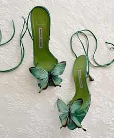 manolo blahnik vitage pump Butterfly Heels, Green Heels, Stunning Shoes