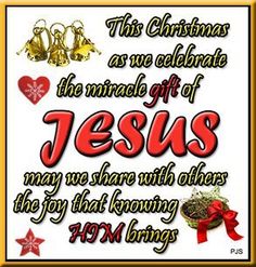 a christmas card with the words jesus on it