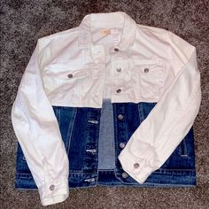 Nwt! White On Top And Jean On Bottom. Size Women’s Large! White Denim Jacket For Fall Day Out, White Cotton Outerwear For Day Out, White Cotton Denim Jacket For Day Out, Upcycle Jean Jacket, Demin Jacket, Pacsun Jeans, Upcycled Fashion, Pacsun, Jean Coat