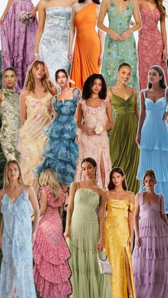 many different types of dresses are shown in this collage with the same color and size