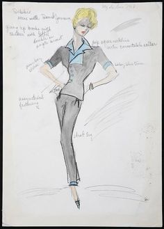 a drawing of a woman in a suit