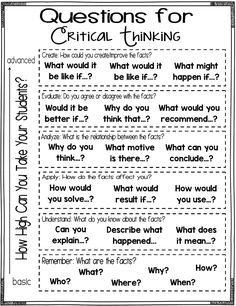 the questions for critical thinking worksheet is shown in black and white with text