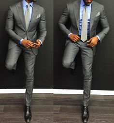 Perfect grey  by @davidson_frere #Suituptime                              … Grey Mens Suit, New Classic Design, Mode Tips, Groom Tuxedo, Grey Suit