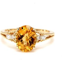 Ninacci 14K Yellow Gold Citrine and Diamond Accent Ring - 4.00 Carats Citrine - Size 7.25 Luxury Multi-stone Yellow Gold Rings, Citrine Wedding Ring, Citrine Engagement Ring, Citrine Ring Engagement, Diamond Accent Ring, Golden Glow, Citrine Ring, Yellow Gold Ring, Three Stone