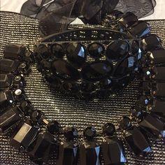 Necklace Has A Feminine Tie Ribbon In Back And Bracelet Opens To Fit Any Size Wrist. Super Feminine. Tie Ribbon, Necklace And Bracelet, Black Necklace, Womens Jewelry Necklace, Jewelry Necklaces, Ribbon, Necklaces, Women Jewelry, Bracelet