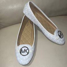 Michael Kors Women’s Fulton Shoes Sz 8.5 Leather Shoes Are New Without Tags Or Box Mk Shoes Outfit, White Medium Width Slip-on Flats, White Flats With Removable Insole, White Slip-on Flats With Removable Insole, White Round Toe Flats With Cushioned Footbed, Classic White Flats With Removable Insole, White Flats With Removable Insole And Round Toe, White Round Toe Flats With Removable Insole, White Closed Toe Flats With Textured Sole