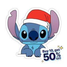 a sticker with a cartoon character wearing a santa hat