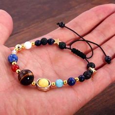 Solar System Bracelet Galaxy Solar System, Eight Planets, Solar System Bracelet, Chakra Healing Stones, The Solar System, Handcrafted Bracelets, Star Bracelet, Unique Gemstones, Braided Bracelets