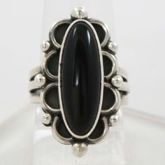 Sterling Silver Ring set with Onyx. Ring Size: 6.25.625” Setting Width, 1.125” Setting Height.25” Band Width Zuni Jewelry, Sterling Silver Rings Set, Concho Belt, Silver Ring Set, Navajo Jewelry, Southwestern Jewelry, Onyx Ring, Pendant Rings, Black Stone