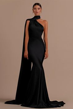 Black High Neck Mermaid Prom Dress with Open Back-Dbrbridal Black Tie Dress Code, Sleeveless Prom Dress, Black Tie Attire, Prom Dress Evening, Formal Wear Dresses, Hollywood Party, Prom Dress Stores, Mermaid Bridesmaid Dresses, Prom Dresses Sleeveless