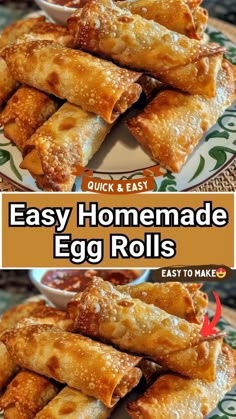 easy homemade egg rolls recipe on a plate