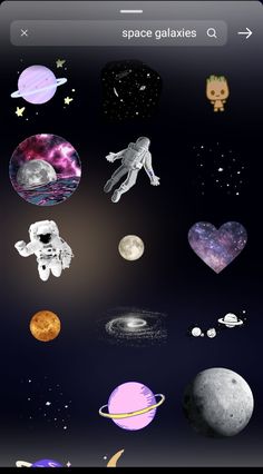 an iphone screen with space images and icons on it