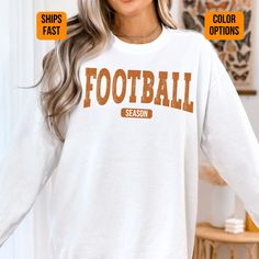 This is a unisex, garment-dyed Football Mama crewneck sweatshirt that is perfect for everyday wear. It's cozy and the feel is soft to the touch and great for casual, oversized or relaxed style.  Perfect for any pet lover! A soon to be favorite for anyone's wardrobe. Design color & size oWe do our best to match the color on the design mockup/image to our printed product.  This is not a 100% guaranteed exact match. oPlease check the size chart to make sure you are ordering the correct size as we do not offer returns due to the customization process. Please reach out with any questions. Fabric (materials) oThis is a medium-heavy fabric that is 80% cotton and 20% polyester. The fabric is 3-end garment-dyed, ring-spun, color-blast fleece with a 100% cotton face. Casual, relaxed or oversized fit Relaxed Fit Sweatshirt With Screen Print For Sports Season, Relaxed Fit Screen Print Sweatshirt For Sports Season, Cotton Sweatshirt For Football Season With Relaxed Fit, Relaxed Fit Sports Season Sweatshirt With Screen Print, Game Day Screen Print Sweatshirt For Fall, White Cotton Sweatshirt For Football Season, Game Day Crew T-shirt For Fall, Crew T-shirt For Game Day In Fall, Cotton Crew Neck Sweatshirt For Football Season