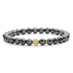 Hematite gemstone bracelet with an 18K gold Caviar beaded station that is ideal to style with various bracelets for a unique look. Lagos Jewelry, Semi Precious Stone Bracelet, Golden Lions, Hematite Bracelet, Bracelet Women, Bracelet Online, Gemstone Beaded Bracelets, Jewelry Lookbook, Beaded Stretch Bracelet