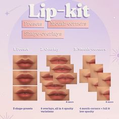 the lip kit contains four different types of lips and six different shapes for each individual