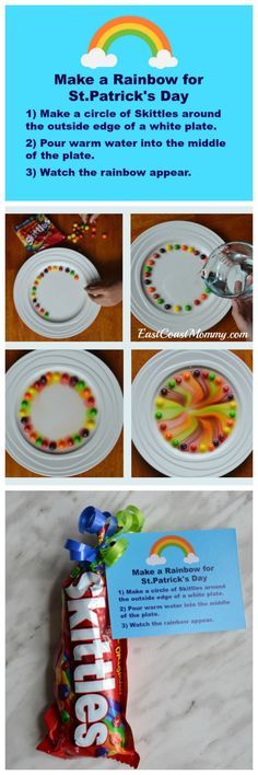 the instructions for how to make rainbow paper plates and napkins with candy wrappers