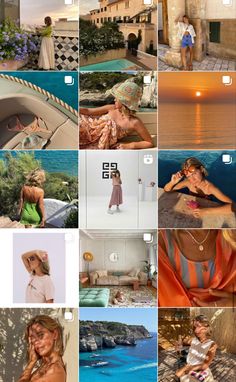 a collage of photos showing different styles of women in swimsuits and bathing suits