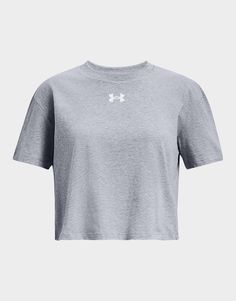 Everyone makes graphic Ts, but Under Armour makes them better. The fabric we use is light, soft, and quick-drying.• Super-soft, cotton-blend fabric provides all-day comfort• Ribbed collar• Cropped body length Under Armour Girls, Steel Lighting, Sport T-shirts, Sport T Shirt, Girls Tshirts, Short Tops, Sport Outfits, Womens Clothing Tops, Heathers