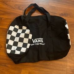 Checkered Sides Detachable, Adjustable Straps Lined Inside Skater Bag, Checkerboard Vans, Vans Bags, Checkered Vans, Pink Vans, Fanny Bag, Vans Black And White, Vans Black, Mint Blue