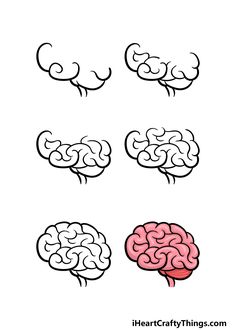 Cartoon Brain Drawing - How To Draw A Cartoon Brain Step By Step Brain Doodle Art, Brain Drawing Tutorial, Brain Drawing Step By Step, Brain Drawing Reference, Brain Doodle Easy, Easy Brain Drawing, Brain Sketch Simple, Drawing A Brain, How To Draw A Brain