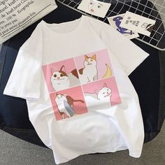 From A Shocked Cat to Ignoring Face, This meme Cat T-shirt Are A Feline Spectrum of Emotion Hey cat lover, dress up your day with a touch of humor wrapped in comfort with our Funny Meme Cat T-Shirt! We found four hilarious cat memes from the internet... Korean Tshirt, Long Sleeve Mesh Bodysuit, Mini Suits, Meme Cat, Chat Kawaii, Harajuku Aesthetic, Cat Kawaii, Oversize Sleeves, Womens Suits Business