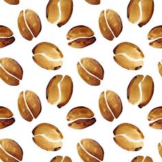 watercolor drawing of coffee beans on a white background seamless pattern stock photo 717982